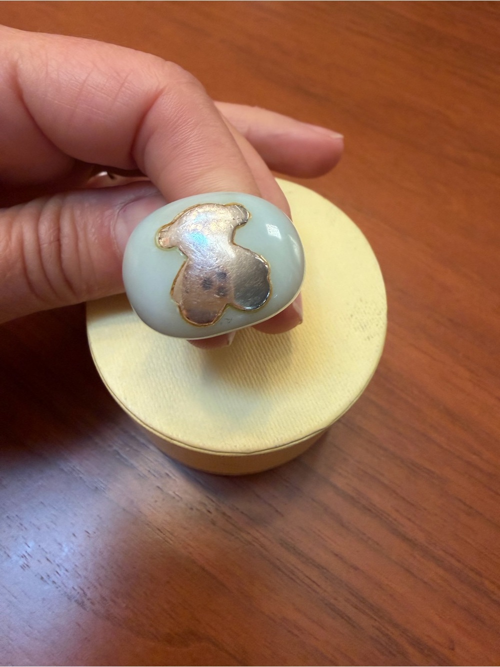 TOUS Pale Mint Green Statement Bear Ring – Silver - Picture 5 of 12